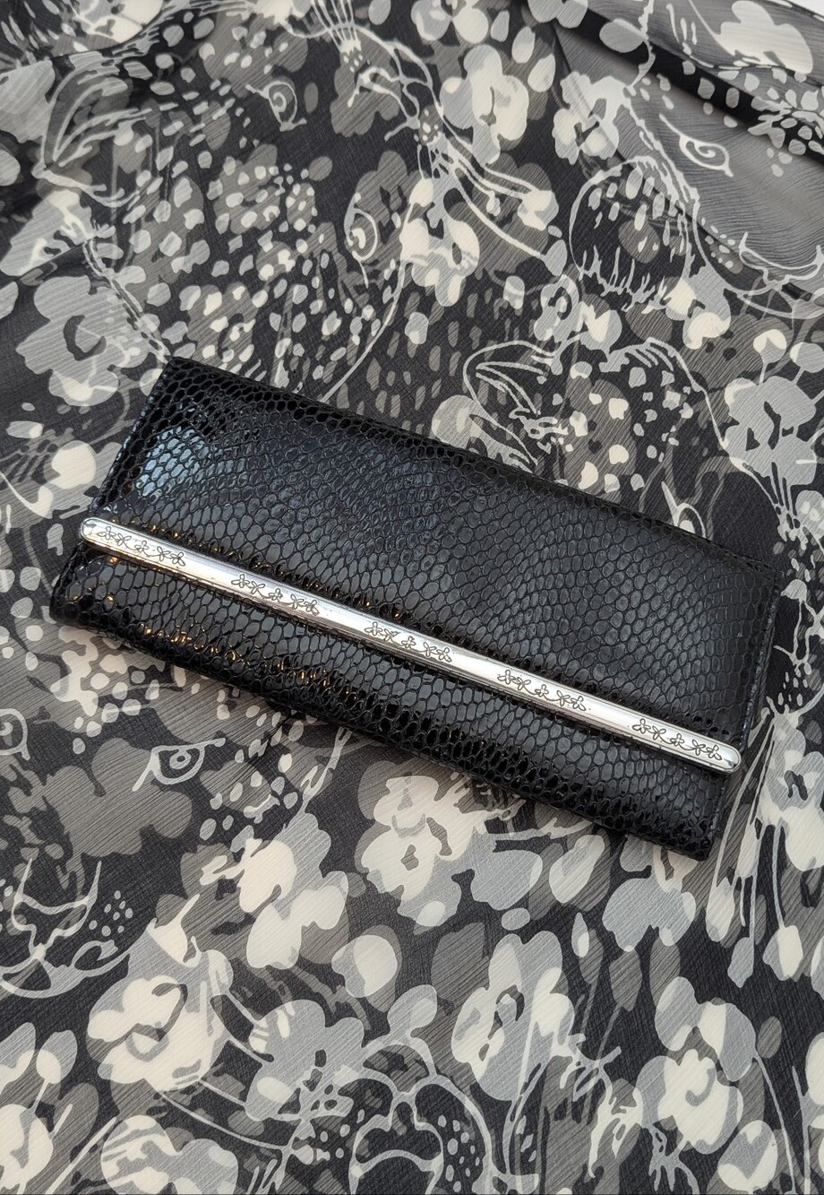 Brighton Black and Cream Polka Dot Wallet Clutch with Matching Coin Purse